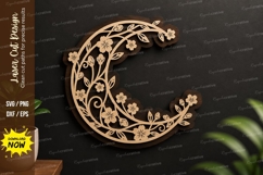 Moon Floral Frame Laser Cut Svg Design moon svg, floral moon Product Image 1