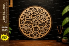 Floral Mandala Round Laser Cut SVG Design floral mandala svg Product Image 1