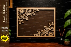 Floral Rectangle Frame Laser Cut SVG Design floral frame svg Product Image 1