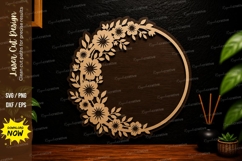 Floral Circle Frame Laser Cut SVG Flower Border Decor floral Product Image 1