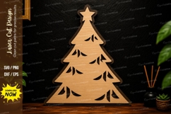 Minimal Christmas Tree Laser Cut SVG Ornament christmas tree Product Image 1