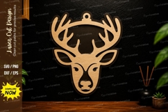 Deer Head Ornament Laser Cut SVG Design deer head svg Product Image 1