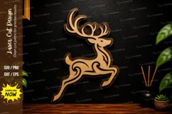 Running Reindeer Laser Cut SVG Deer Wall Art running Product Image 1