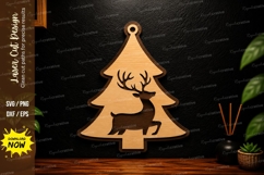 Christmas Tree Deer Ornament Laser Cut SVG Design christmas Product Image 1
