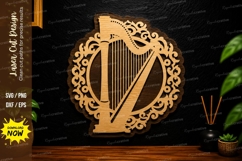 Round Harp Ornament Laser Cut SVG Design harp ornament svg Product Image 1
