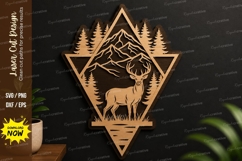 Deer Mountain Laser Cut Svg Design deer svg, mountain decor Product Image 1