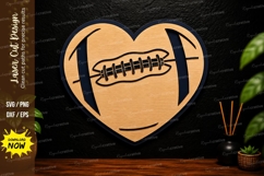 Football Heart Laser Cut SVG Sports Wall Decor football hear Product Image 1