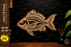 Bass Fish Laser Cut SVG Fishing Wall Art Design bass fish Product Image 1