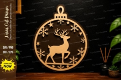 Christmas Deer Ornament Laser Cut SVG Design christmas deer Product Image 1