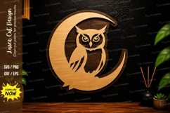 Moon Owl Laser Cut SVG Night Owl Wall Decor moon owl svg Product Image 1