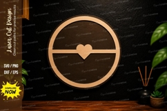 Minimal Heart Circle Laser Cut SVG Design heart circle svg, Product Image 1