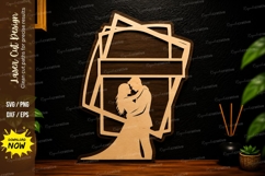 Romantic Couple Frame Laser Cut SVG, Wedding Wall Art couple Product Image 1