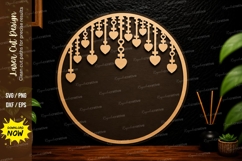 Hanging Hearts Circle Frame Laser Cut SVG Design heart frame Product Image 1