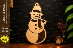 Snowman Ornament Laser Cut SVG Design snowman svg, christmas Product Image 1