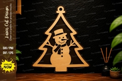 Christmas Tree Snowman Laser Cut SVG Design christmas tree Product Image 1