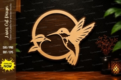 Hummingbird Circle Laser Cut SVG Design hummingbird svg Product Image 1