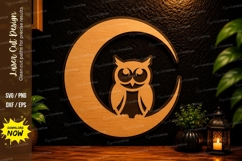 Owl Moon Laser Cut SVG Design owl moon svg, owl silhouette Product Image 1