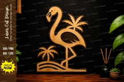 Flamingo Palm Tree Laser Cut SVG Design flamingo palm svg Product Image 1