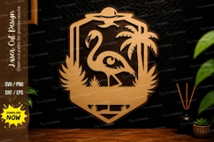 Flamingo Sunset Frame Laser Cut SVG Design flamingo sunset Product Image 1