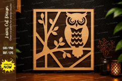 Owl Forest Frame Laser Cut SVG Design owl frame svg, owl Product Image 1