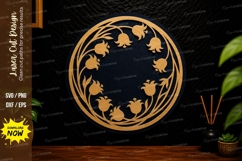 Leaf Wreath Circle Laser Cut SVG Design leaf wreath svg Product Image 1