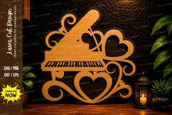 Piano Heart Laser Cut SVG Design piano svg, piano heart svg, Product Image 1