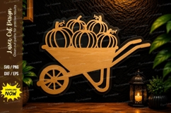 Pumpkin Cart Laser Cut SVG Design pumpkin cart svg, pumpkin Product Image 1