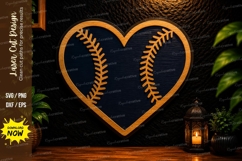 Baseball Heart Laser Cut SVG Design baseball heart svg Product Image 1