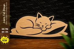 Sleeping Cat Laser Cut SVG Design sleeping cat svg, cat wall Product Image 1