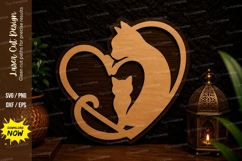 Cat Heart Laser Cut SVG Design cat heart svg, cat lover Product Image 1