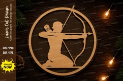 Archer Circle Laser Cut SVG Design archer svg, bow arrow svg Product Image 1