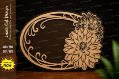 Floral Oval Frame Laser Cut SVG Design floral frame svg Product Image 1