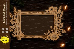Floral Rectangle Frame Laser Cut SVG Design floral frame svg Product Image 1