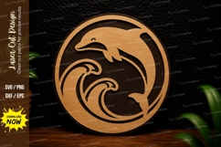 Dolphin Ocean Circle Laser Cut SVG Design dolphin ocean svg Product Image 1