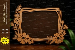 Rustic Floral Frame Laser Cut SVG Design rustic floral frame Product Image 1