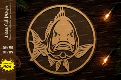 Bass Fish Circle Laser Cut SVG Design bass fish svg, fishing Product Image 1