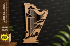 Cloud Harp Laser Cut SVG Design cloud harp svg, fantasy harp Product Image 1