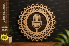 Microphone Floral Mandala Laser Cut SVG Design microphone Product Image 1
