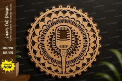 Mandala Microphone Ornament Laser Cut SVG Design mandala Product Image 1