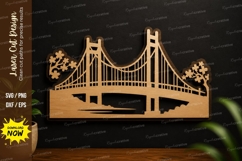 Bridge Landscape Laser Cut SVG Design bridge landscape svg Product Image 1