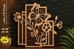 Butterfly Floral Frame Laser Cut SVG Design butterfly floral Product Image 1