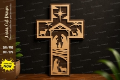 Christian Cross Nativity Laser Cut SVG Design christian cros Product Image 1