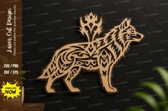 Tribal Wolf Laser Cut SVG Design tribal wolf svg, wolf svg Product Image 1