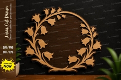 Floral Vine Wreath Laser Cut SVG Design floral wreath svg Product Image 1