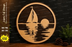 Sunset Sailboat Laser Cut SVG Design sunset sailboat svg Product Image 1