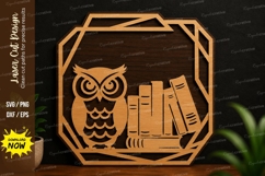 Owl Books Frame Laser Cut SVG Design owl books svg, owl svg Product Image 1