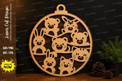 Cute Animal Faces Ornament Laser Cut SVG Design cute animal Product Image 1