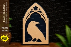 Raven Gothic Arch Laser Cut SVG Design raven svg, gothic Product Image 1