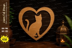 Cat Heart Frame Laser Cut SVG Design cat heart svg, cat love Product Image 1