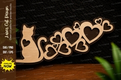 Cat Hearts Border Laser Cut SVG Design cat hearts svg, cat Product Image 1
